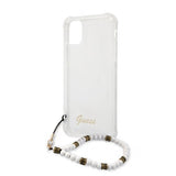 Guess iPhone 11 Cover Script & Pearls Hvid Klar