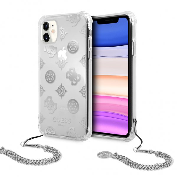 Guess iPhone 11 Cover Chain Peony Silver