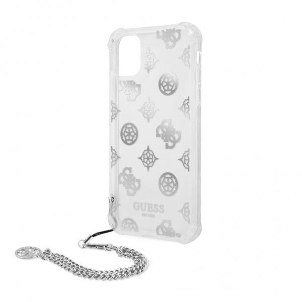 Guess iPhone 11 Cover Chain Peony Silver