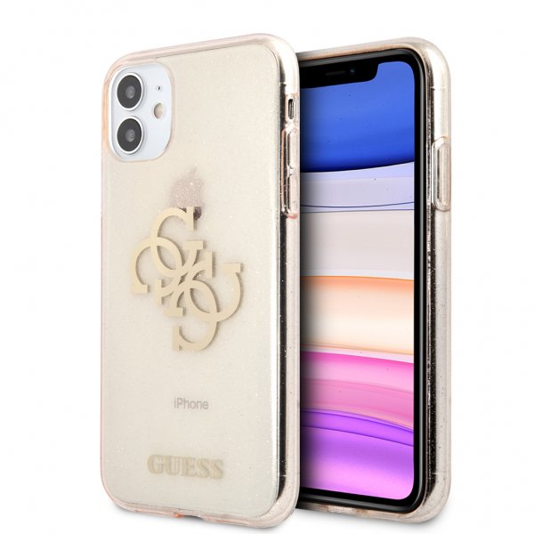 Guess iPhone 11 Cover Fuld Glitter Guld