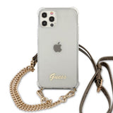 Guess iPhone 12 Pro Max Cover Chain & Script Guld Klar