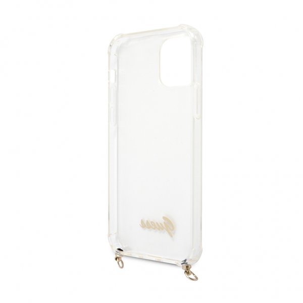 Guess iPhone 12 Pro Max Cover Chain & Script Guld Klar