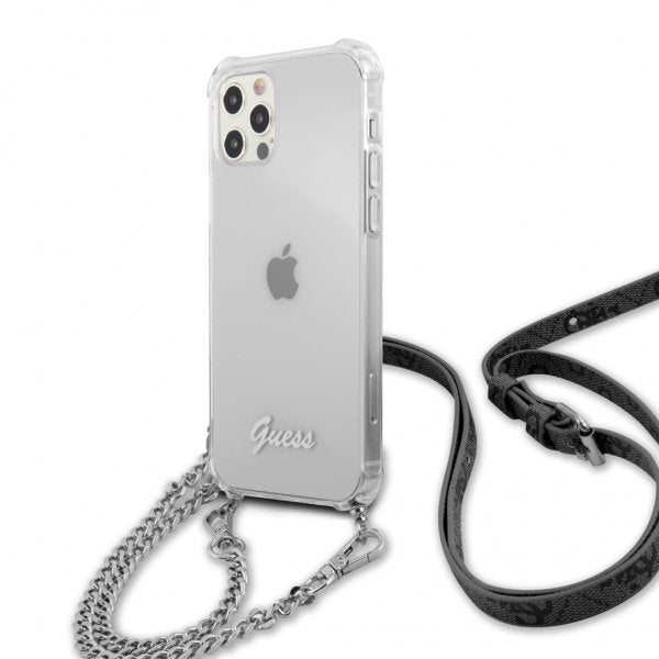 Guess iPhone 12 Pro Max Cover Chain & Script Silver Klar