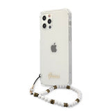 Guess iPhone 12 Pro Max Cover Script & Pearls Hvid Klar
