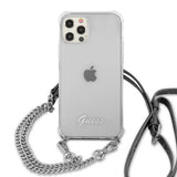 Guess iPhone 12/iPhone 12 Pro Cover Chain & Script Silver Klar