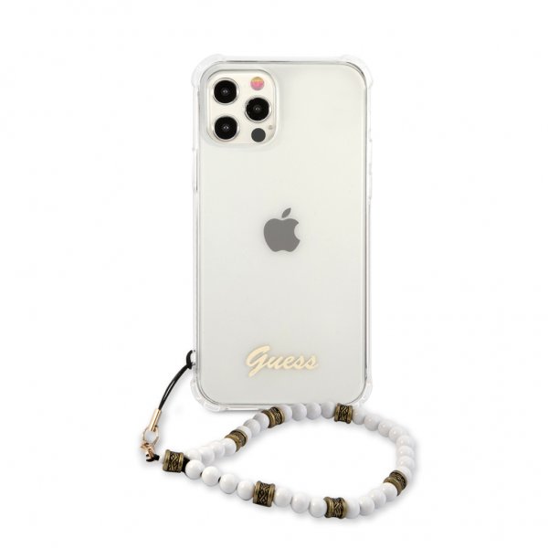 Guess iPhone 12/iPhone 12 Pro Cover Script & Pearls Hvid Klar