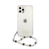 Guess iPhone 12/iPhone 12 Pro Cover Script & Pearls Hvid Klar