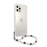 Guess iPhone 12/iPhone 12 Pro Cover Script & Pearls Hvid Klar