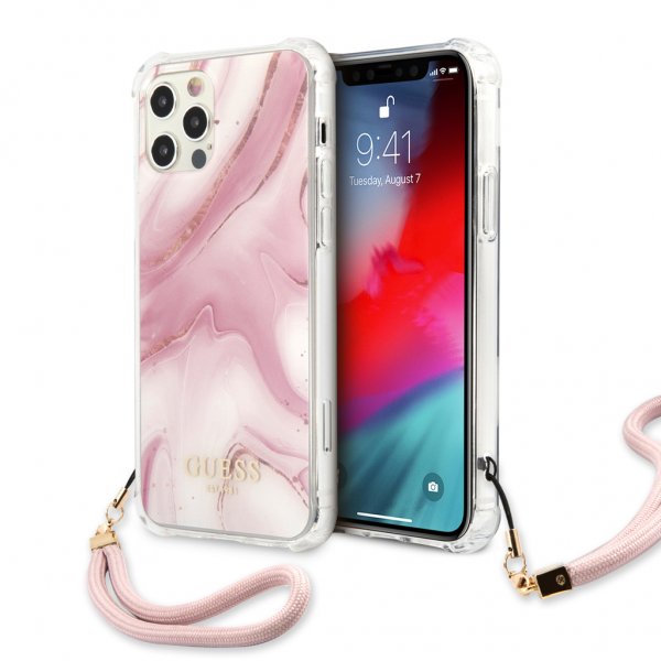 Guess iPhone 12/iPhone 12 Pro Cover Marble Rosa