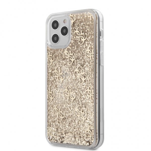 Guess iPhone 12/iPhone 12 Pro Cover Liquid Glitter Guld