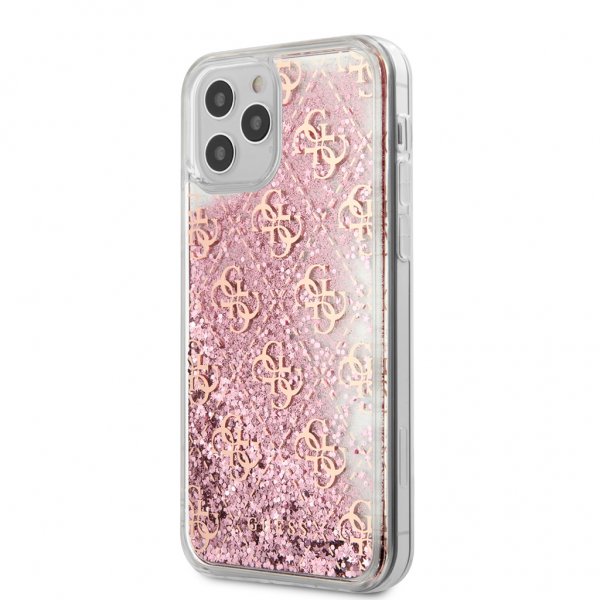 Guess iPhone 12/iPhone 12 Pro Cover Liquid Glitter Rosa