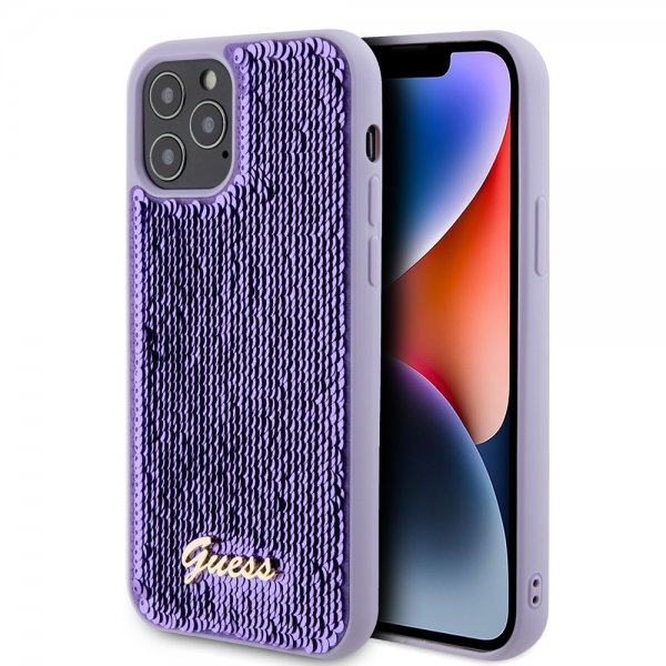 Guess iPhone 12/iPhone 12 Pro Cover Sequin Lilla