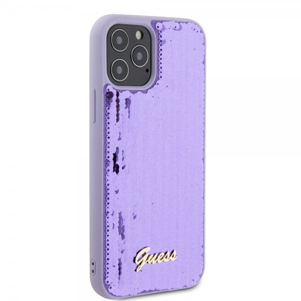 Guess iPhone 12/iPhone 12 Pro Cover Sequin Lilla