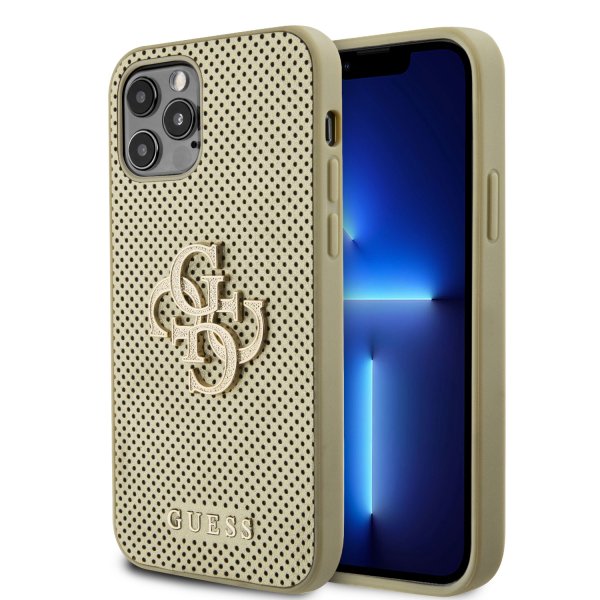 Guess iPhone 12/iPhone 12 Pro Cover Perforated Glitter Guld