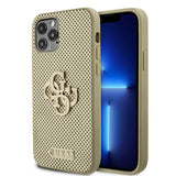 Guess iPhone 12/iPhone 12 Pro Cover Perforated Glitter Guld