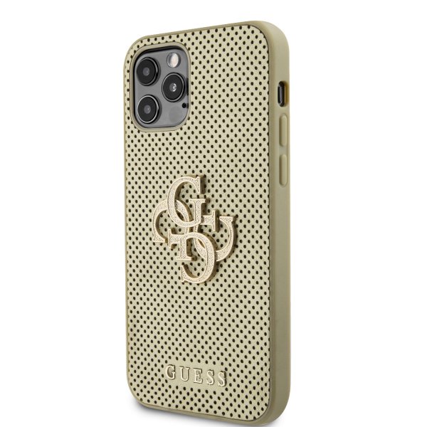 Guess iPhone 12/iPhone 12 Pro Cover Perforated Glitter Guld
