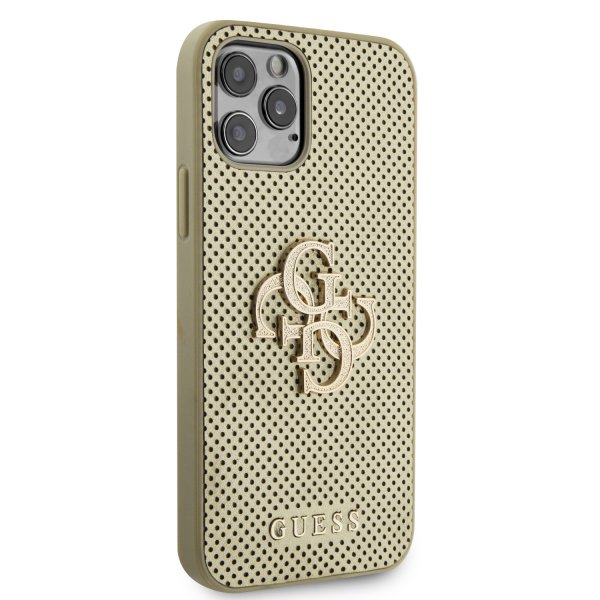 Guess iPhone 12/iPhone 12 Pro Cover Perforated Glitter Guld