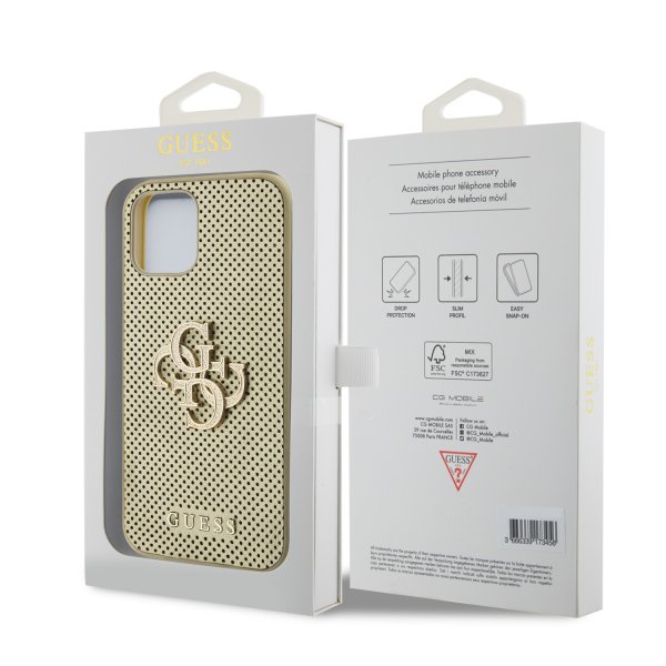 Guess iPhone 12/iPhone 12 Pro Cover Perforated Glitter Guld