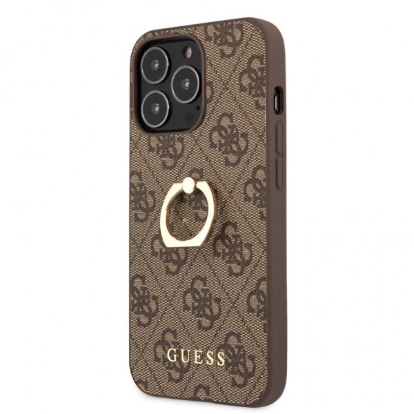 Guess iPhone 13 Pro Cover Ring Stand Brun