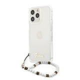 Guess iPhone 13 Pro Cover Pearl Handle Script Logo Hvid