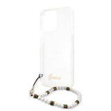 Guess iPhone 13 Pro Cover Pearl Handle Script Logo Hvid