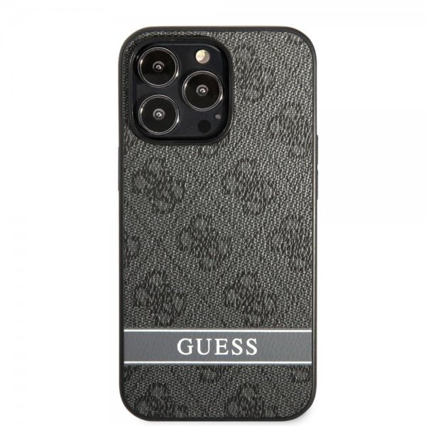 Guess iPhone 13 Pro Cover Printed Stripe Bottom Grå