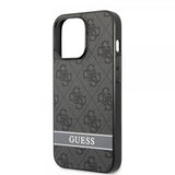 Guess iPhone 13 Pro Cover Printed Stripe Bottom Grå