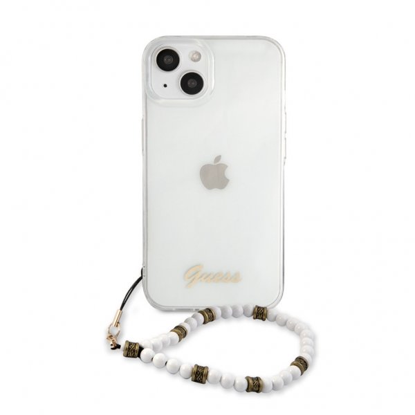 Guess iPhone 13 Cover Pearl Handle Script Logo Hvid