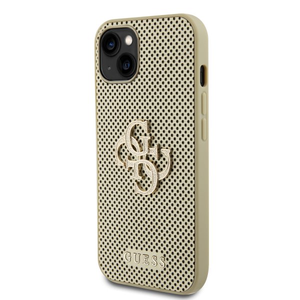 Guess iPhone 13 Cover Perforated Glitter Guld