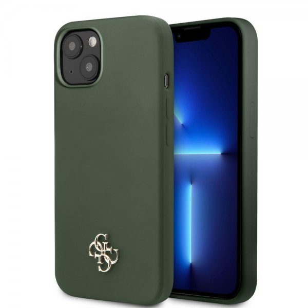 Guess iPhone 13 Skal Silicone Metal Logo 4G Grøn