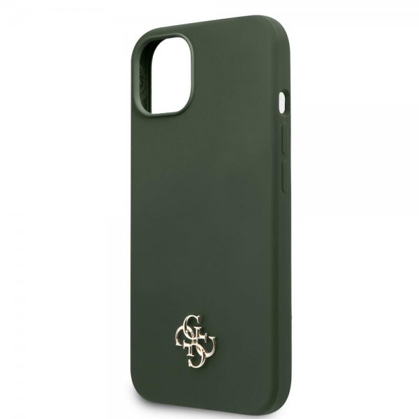Guess iPhone 13 Skal Silicone Metal Logo 4G Grøn