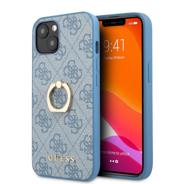 Guess iPhone 13 Mini Cover Ring Stand Blå