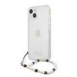 Guess iPhone 13 Mini Cover Pearl Handle Script Logo White