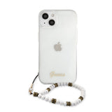 Guess iPhone 13 Mini Cover Pearl Handle Script Logo White