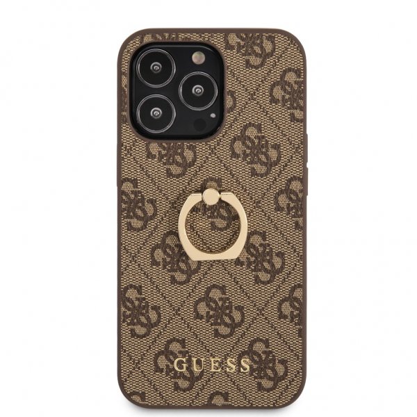Guess iPhone 13 Pro Max Cover Ring Stand Brun