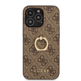 Guess iPhone 13 Pro Max Cover Ring Stand Brun