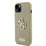 Guess iPhone 15 Cover Perforated Glitter Guld