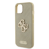 Guess iPhone 15 Cover Perforated Glitter Guld