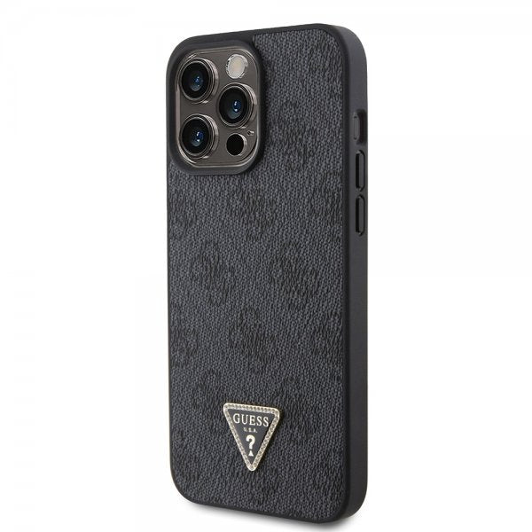 Guess iPhone 15 Pro Max Cover 4G Metal Triangle Strass Sort