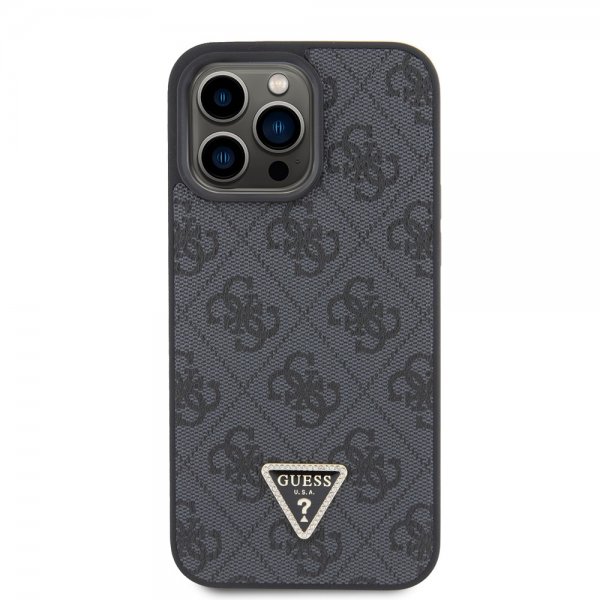 Guess iPhone 15 Pro Max Cover 4G Metal Triangle Strass Sort
