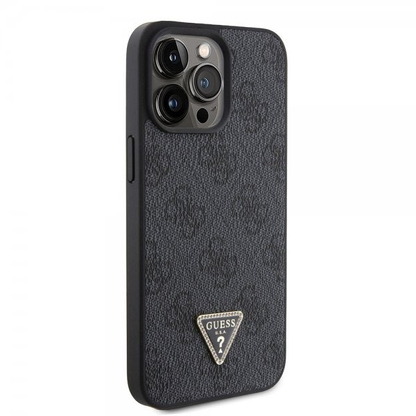 Guess iPhone 15 Pro Max Cover 4G Metal Triangle Strass Sort
