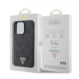 Guess iPhone 15 Pro Max Cover 4G Metal Triangle Strass Sort