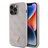 Guess iPhone 15 Pro Max Cover 4G Metal Triangle Strass Rosa