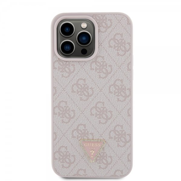 Guess iPhone 15 Pro Max Cover 4G Metal Triangle Strass Rosa
