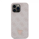 Guess iPhone 15 Pro Max Cover 4G Metal Triangle Strass Rosa