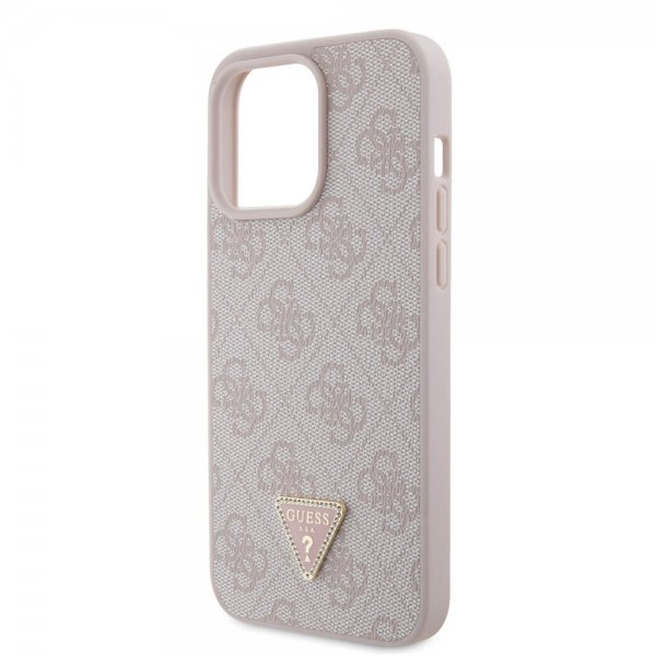 Guess iPhone 15 Pro Max Cover 4G Metal Triangle Strass Rosa