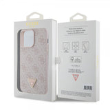 Guess iPhone 15 Pro Max Cover 4G Metal Triangle Strass Rosa