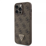 Guess iPhone 15 Pro Max Cover 4G Metal Triangle Strass Brun