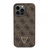 Guess iPhone 15 Pro Max Cover 4G Metal Triangle Strass Brun