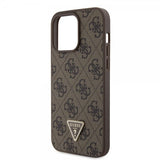Guess iPhone 15 Pro Max Cover 4G Metal Triangle Strass Brun